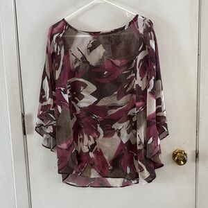 Chicos purple brown Chianti poncho top Size L/XL